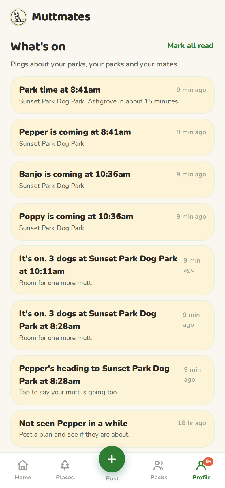 The what's on screen with Jimbo's mates list showing Pepper, played a few hours ago